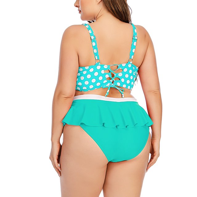 Plus Size Push Up Bikini Set Wave Print Two Piece Swimsuit Beach Cover Up
