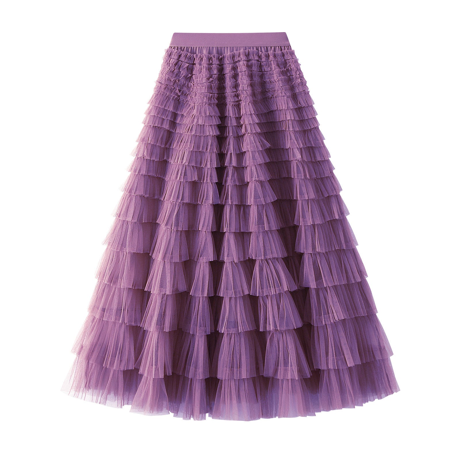 Women's A-Line Mesh Ruffle Maxi Skirt Slim Fit Sweet Flowy Long Skirt