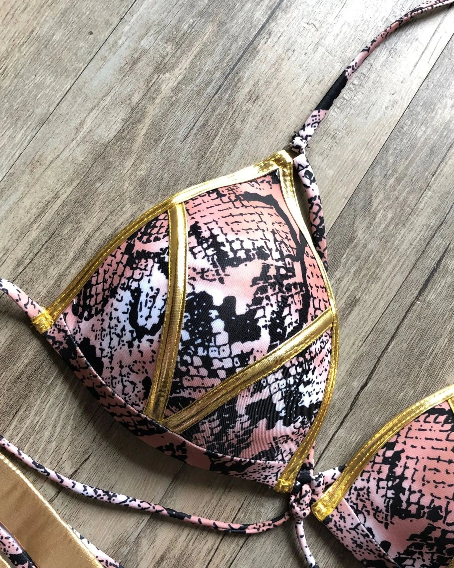 Bronzing Strappy Bikini Set Triangle Top Two Piece Swimsuit