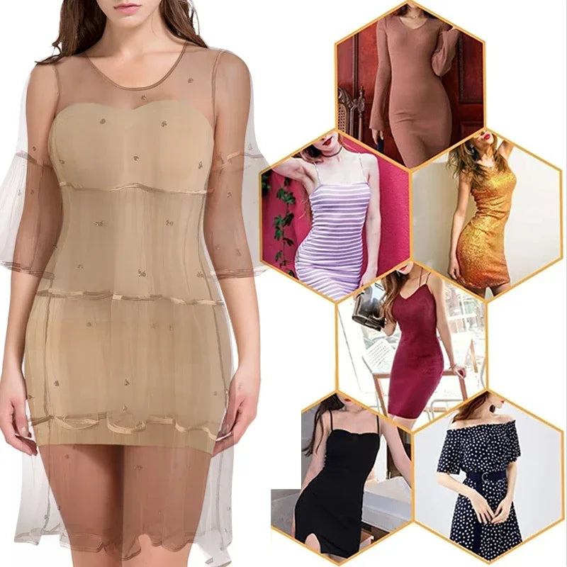 Strapless Bodycon Slip Dress Shapewear Smooth Compression Slimming Body Shaper