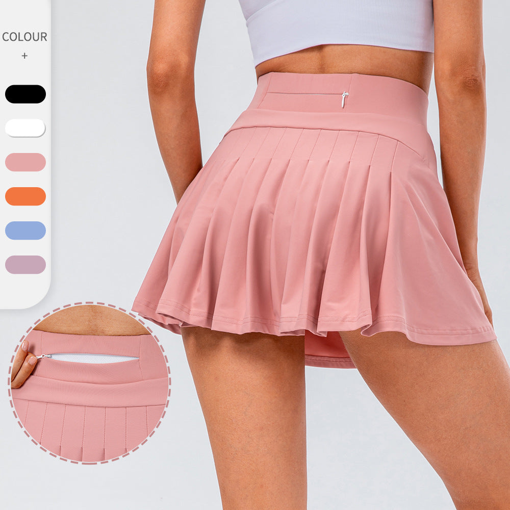 High Quality Tennis Skirt with Zipped Pocket Women Pleated Sports Skirt