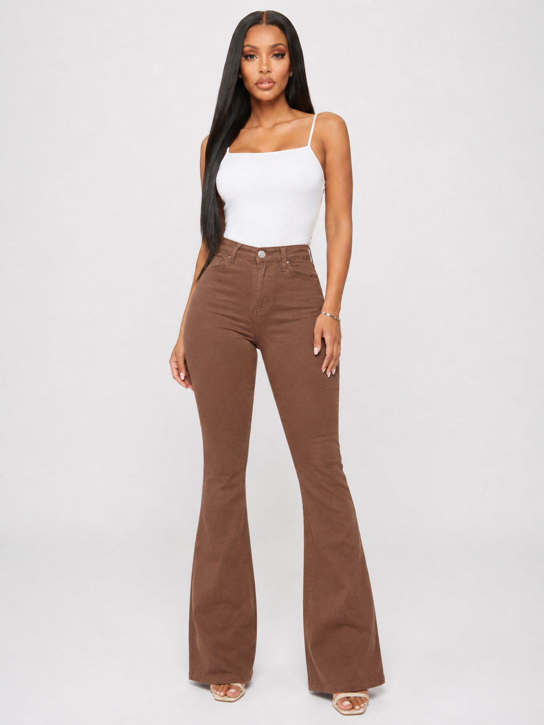 Classic High Waist Slim Denim Horseshoe Pants