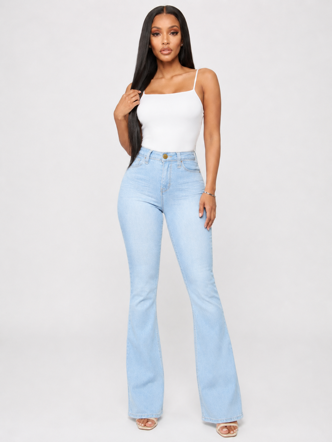 Classic High Waist Slim Denim Horseshoe Pants