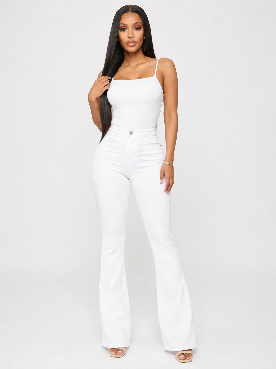 Classic High Waist Slim Denim Horseshoe Pants