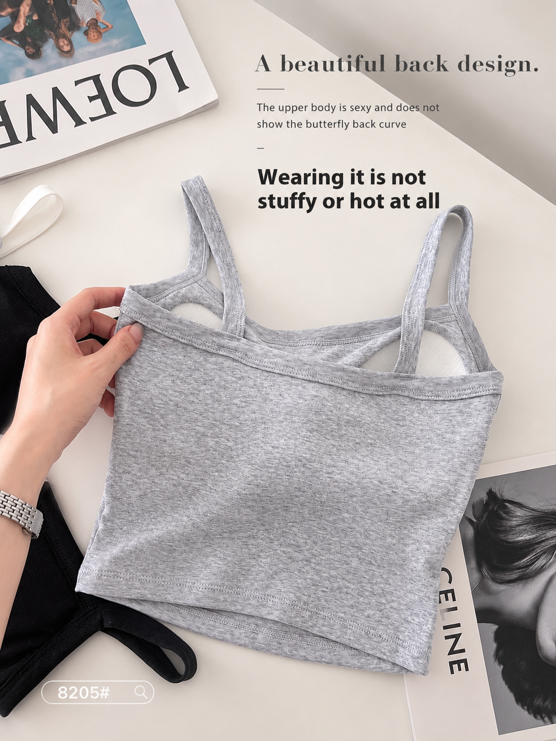 Cotton Tank Top with Built In Bra Padded Double Layer Camisole