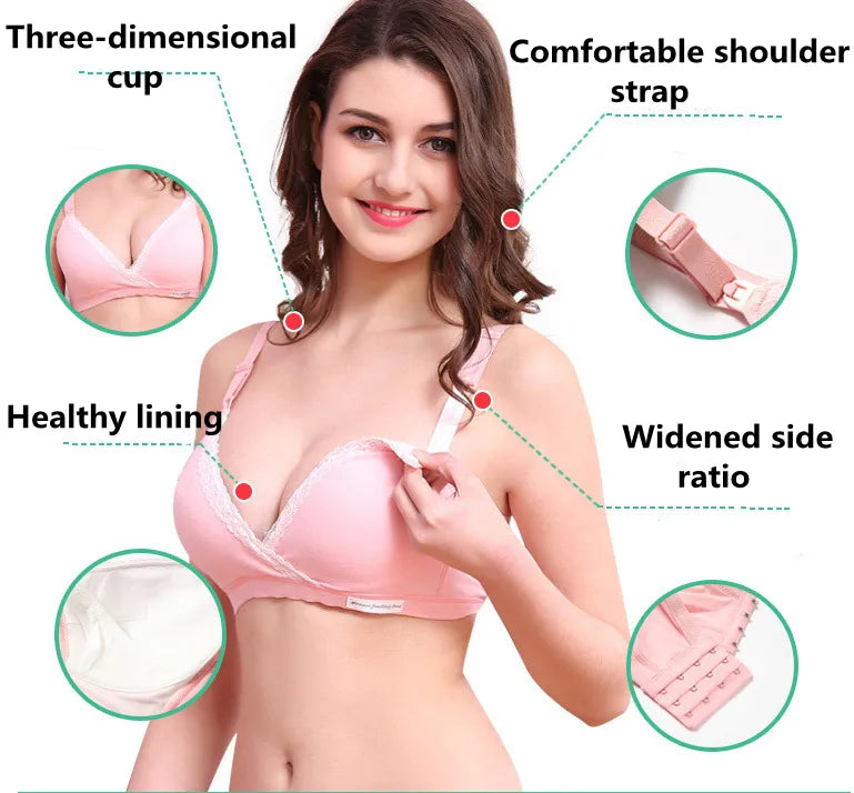 Wireless Nursing Bra Cross Front Double Buckle Maternity Breastfeeding Bra
