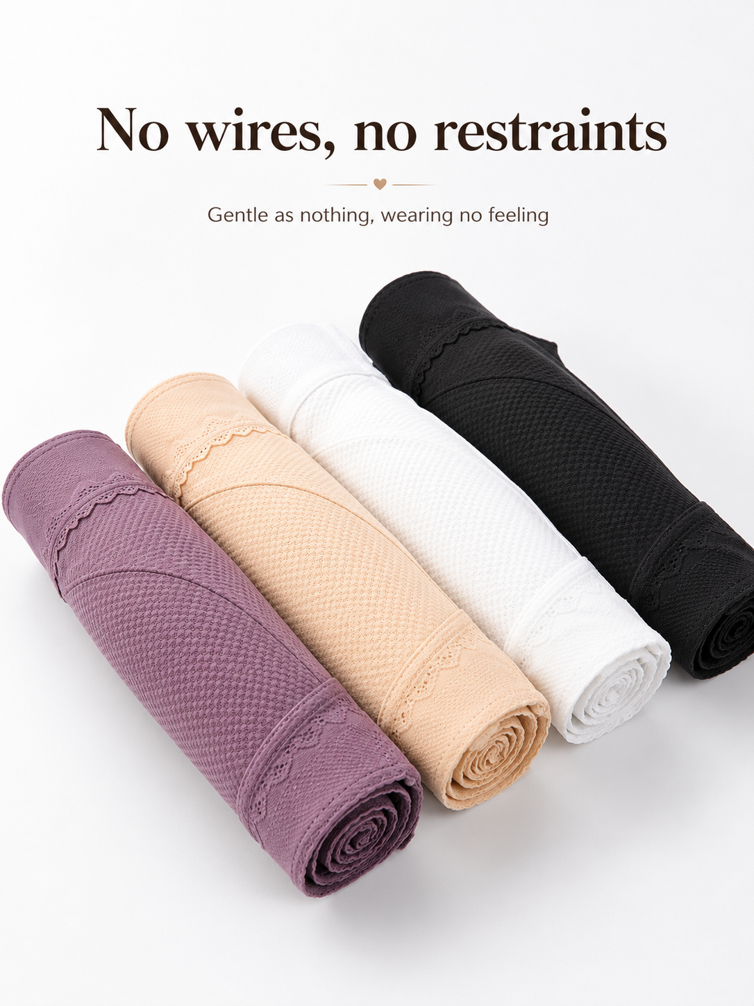Front Closure Cotton Bra Soft Lace Wireless Comfort Bra for Seniors