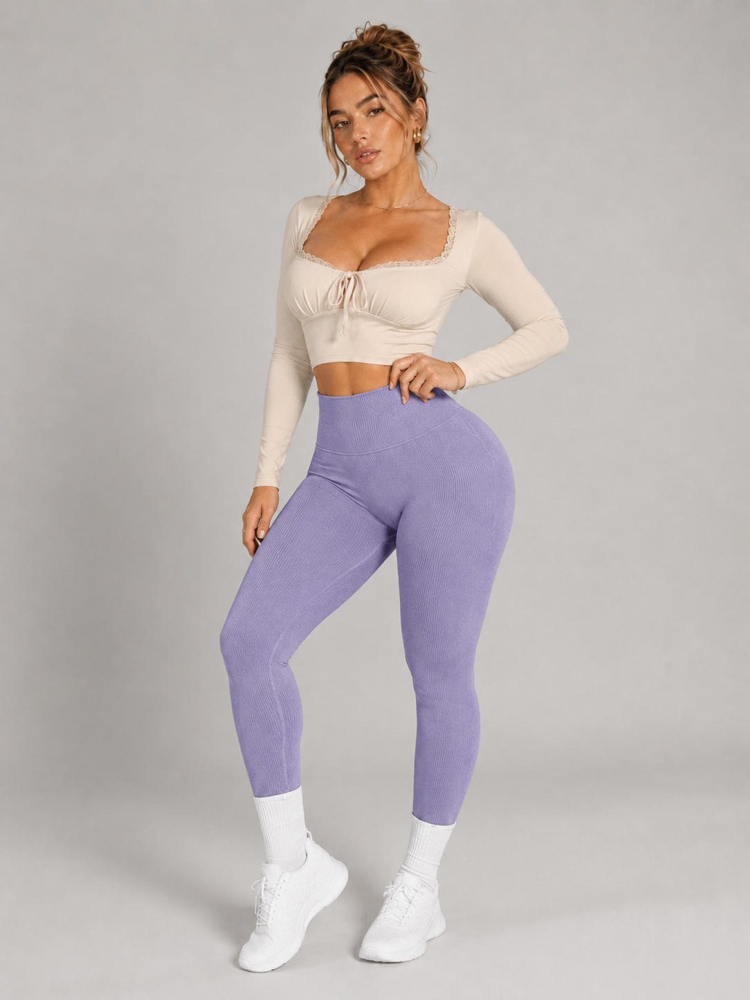 Women's High Waist Seamless Knit Leggings Slimming Elastic Yoga Fitness Running Pants