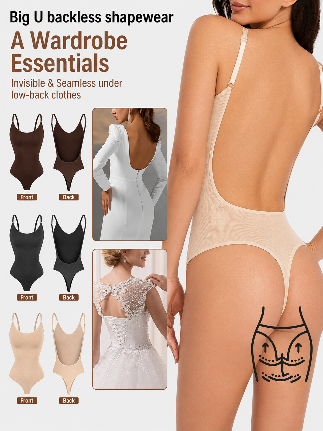 One Piece Seamless Backless Shapewear
