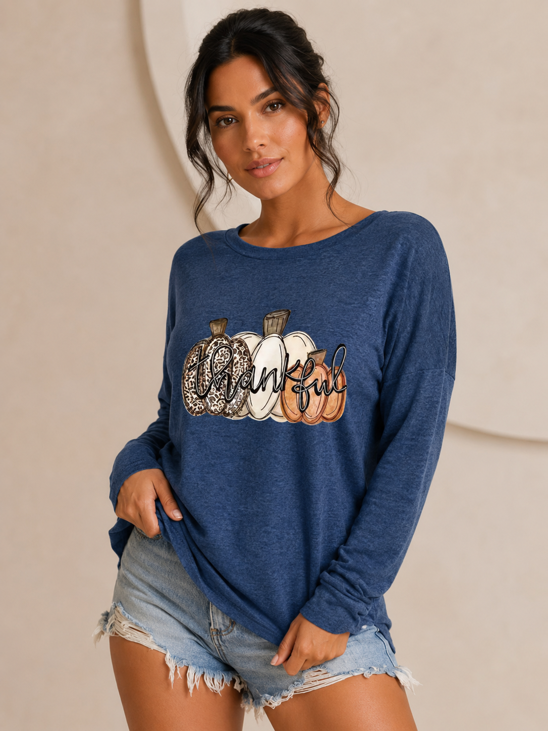 Pure Cotton Round Neck T-Shirt Casual Short Sleeve Long Sleeve Top Spring Fall