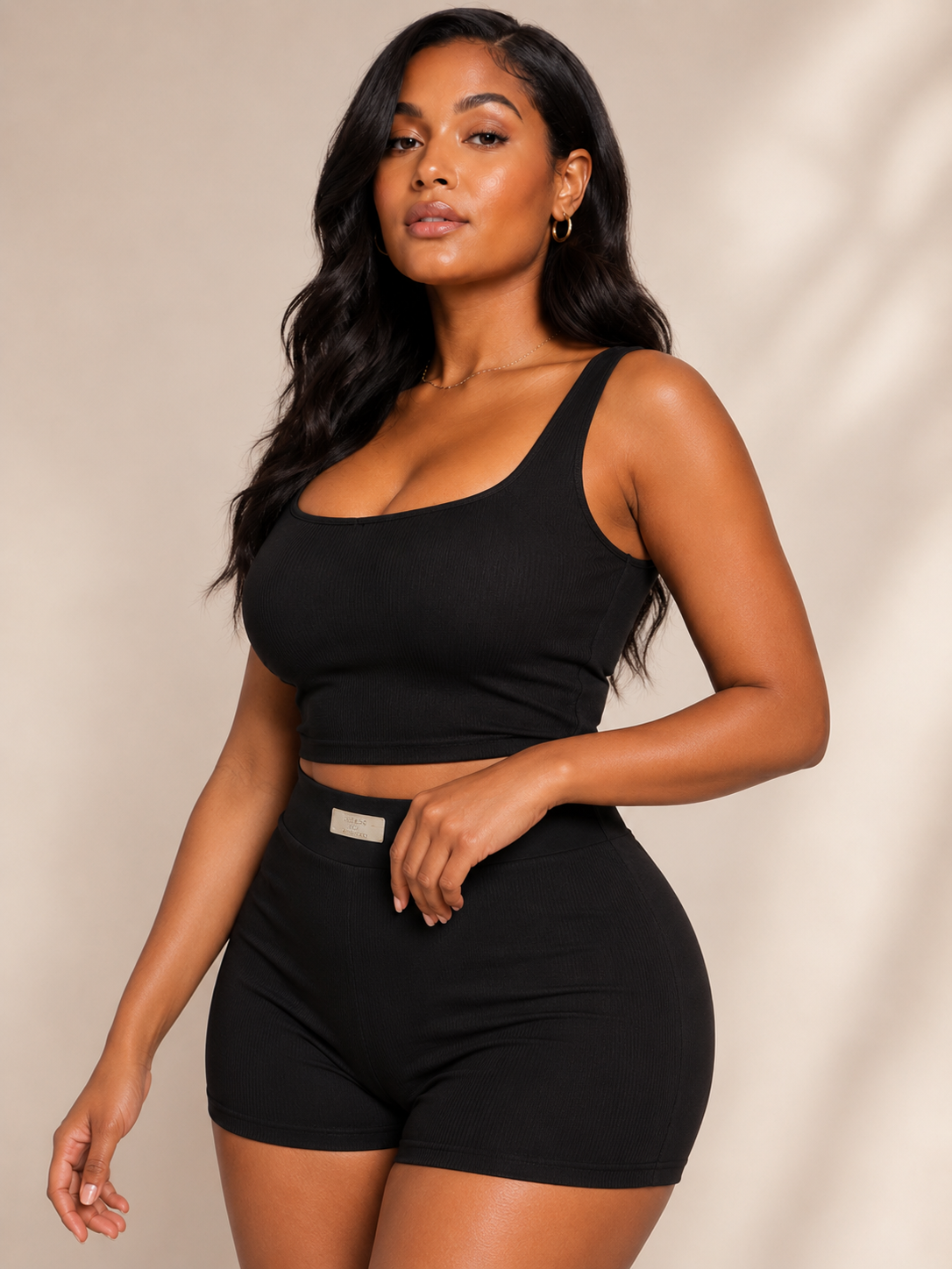 Ribbed Tank Top and Shorts Set 2 Piece Casual Slim Fit Lounge Set
