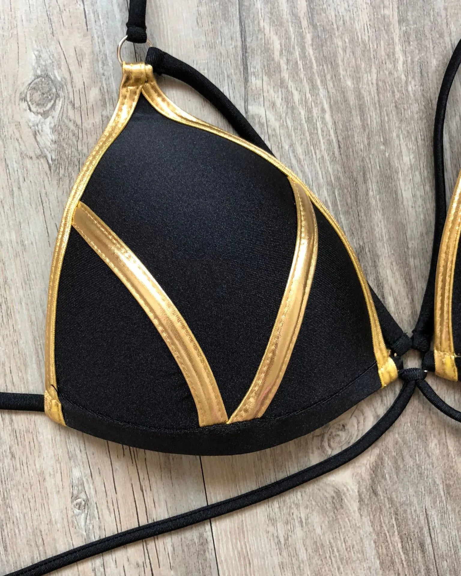 Bronzing Strappy Bikini Set Triangle Top Two Piece Swimsuit