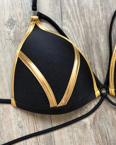 Bronzing Strappy Bikini Set Triangle Top Two Piece Swimsuit