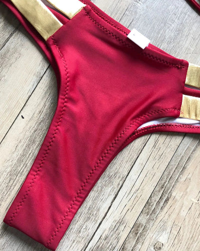 Bronzing Strappy Bikini Set Triangle Top Two Piece Swimsuit