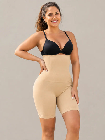 Women's High Waist Body Shaper Shorts, Tummy Control, Mid-Thigh Shapewear
