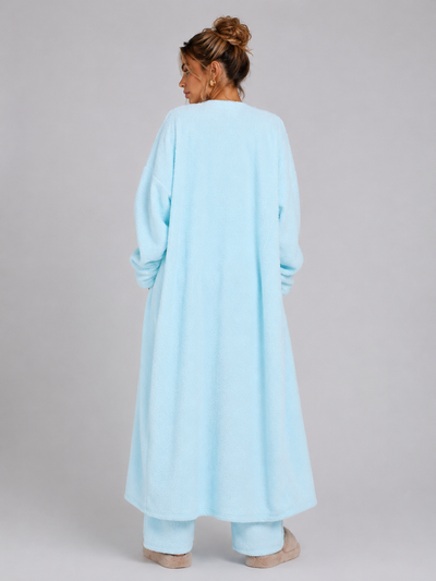 Women's 3 Piece Pajama Set Cozy Fleece Lounge Set Top Pants and Cardigan Winter