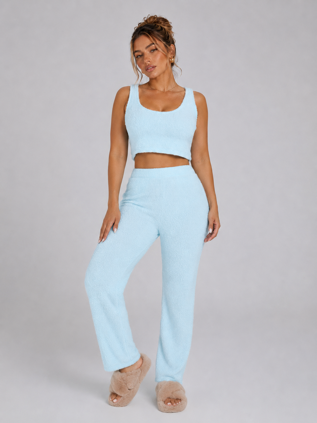 Women's 3 Piece Pajama Set Cozy Fleece Lounge Set Top Pants and Cardigan Winter