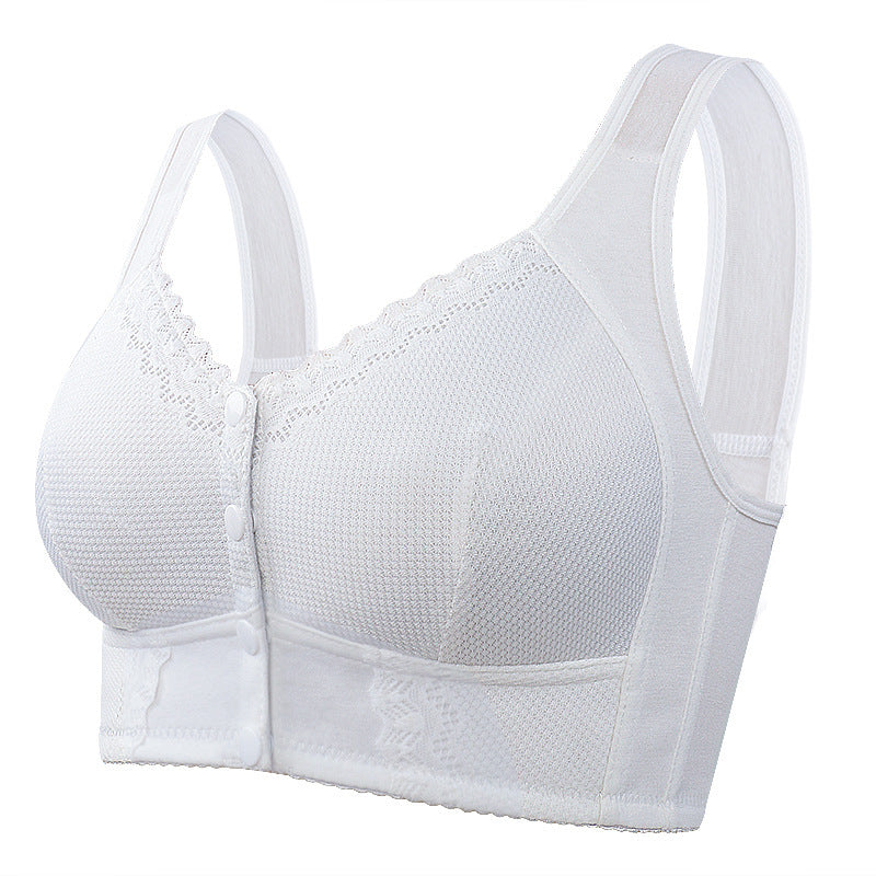Front Closure Cotton Bra Soft Lace Wireless Comfort Bra for Seniors