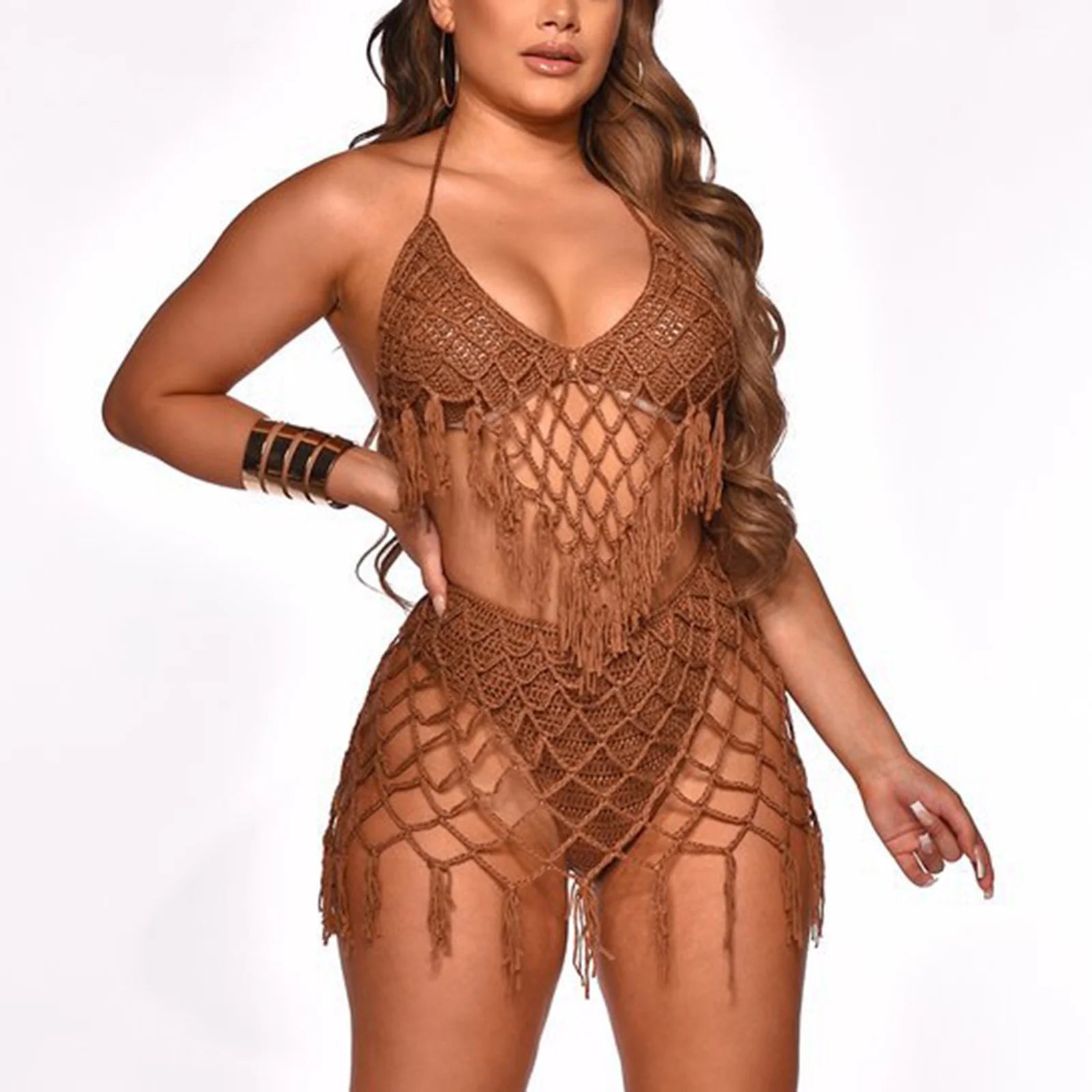 Hollow Out Sexy Bikini Set Two Piece Beach Swimsuit Cut-out Swimwear