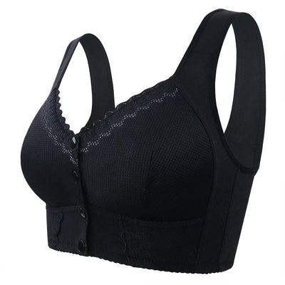 Front Closure Cotton Bra Soft Lace Wireless Comfort Bra for Seniors