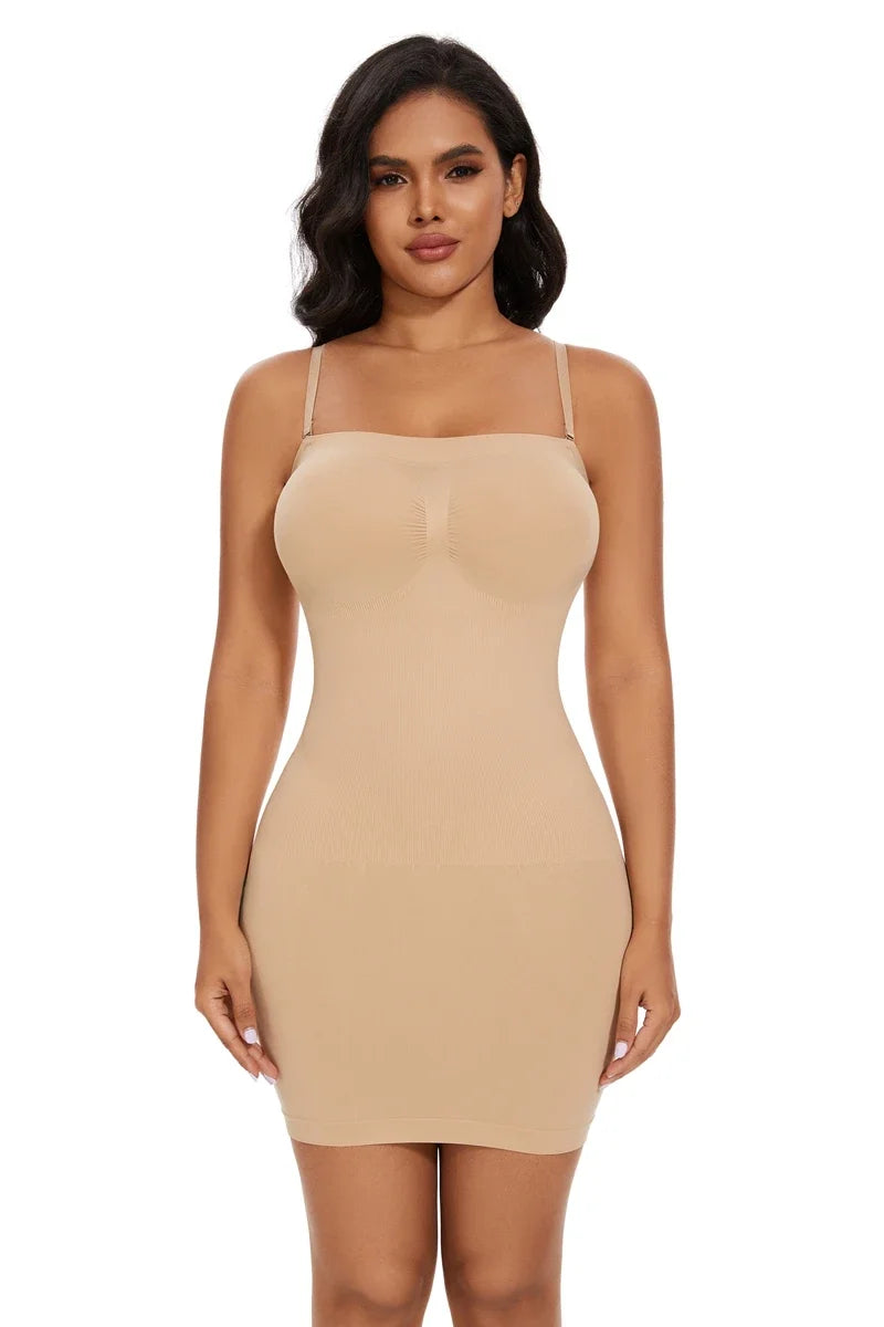 Strapless Bodycon Slip Dress Shapewear Smooth Compression Slimming Body Shaper