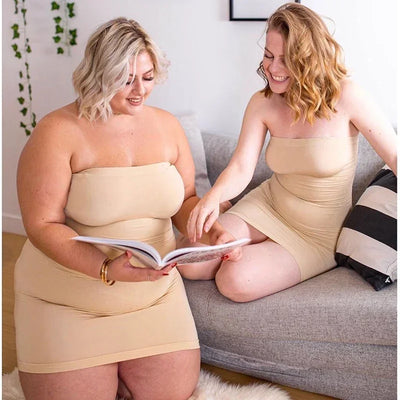 Strapless Bodycon Slip Dress Shapewear Smooth Compression Slimming Body Shaper