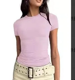 T Shirt Women 2026 Fashion Casual Long-Sleeved Spring Autumn Solid Color Slim-Fit Pullovers Street Base Top Women'S Clothing