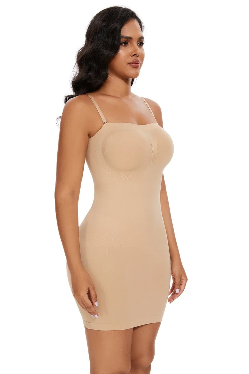 Strapless Bodycon Slip Dress Shapewear Smooth Compression Slimming Body Shaper