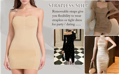 Strapless Bodycon Slip Dress Shapewear Smooth Compression Slimming Body Shaper