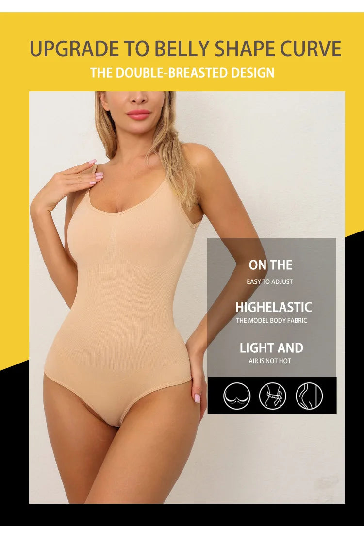 Women Full Body High Elastic Bodysuit Shapewear Seamless Smoothing Tummy Control Waist Trainer Underwear Thong Shaper