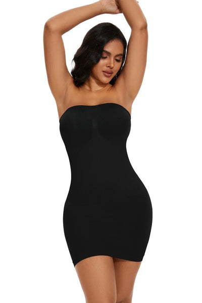 Strapless Bodycon Slip Dress Shapewear Smooth Compression Slimming Body Shaper