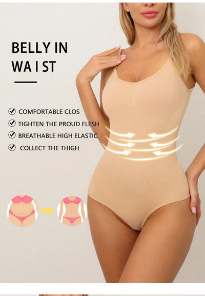 Women Full Body High Elastic Bodysuit Shapewear Seamless Smoothing Tummy Control Waist Trainer Underwear Thong Shaper