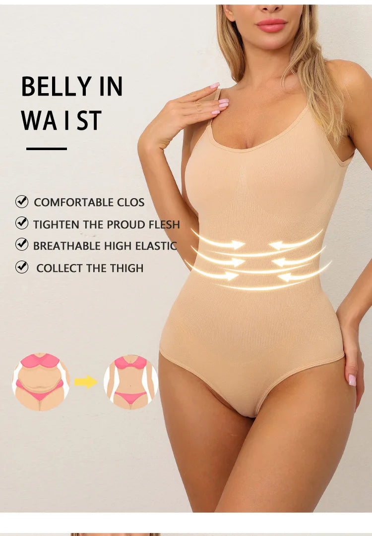 Women Full Body High Elastic Bodysuit Shapewear Seamless Smoothing Tummy Control Waist Trainer Underwear Thong Shaper