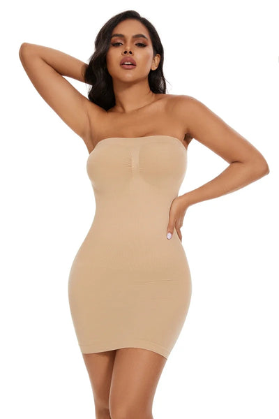 Strapless Bodycon Slip Dress Shapewear Smooth Compression Slimming Body Shaper