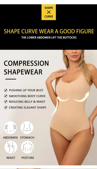 Women Full Body High Elastic Bodysuit Shapewear Seamless Smoothing Tummy Control Waist Trainer Underwear Thong Shaper