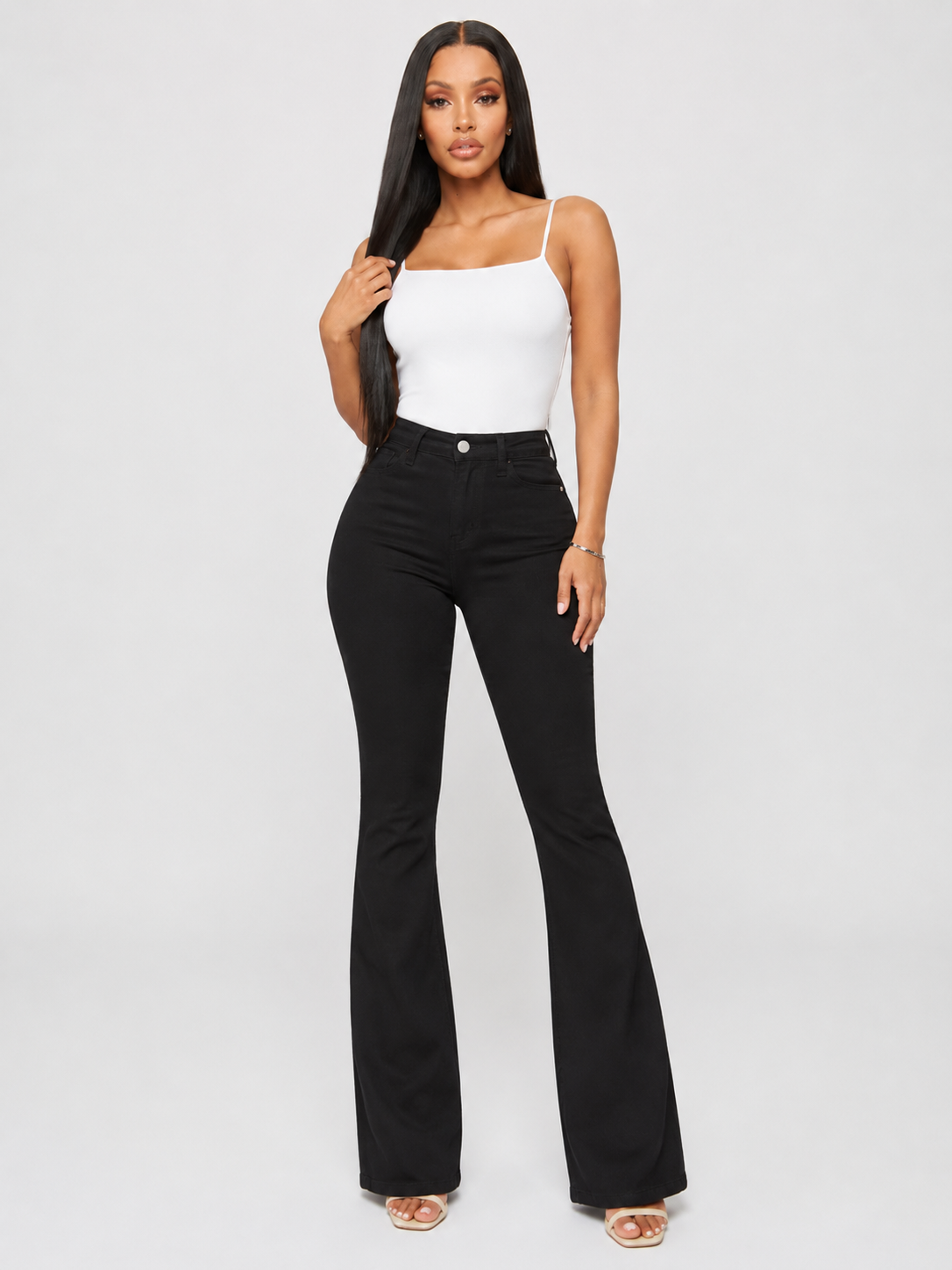 Classic High Waist Slim Denim Horseshoe Pants