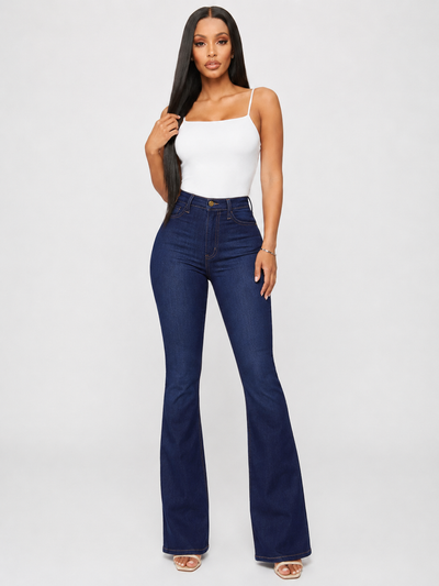 Classic High Waist Slim Denim Horseshoe Pants