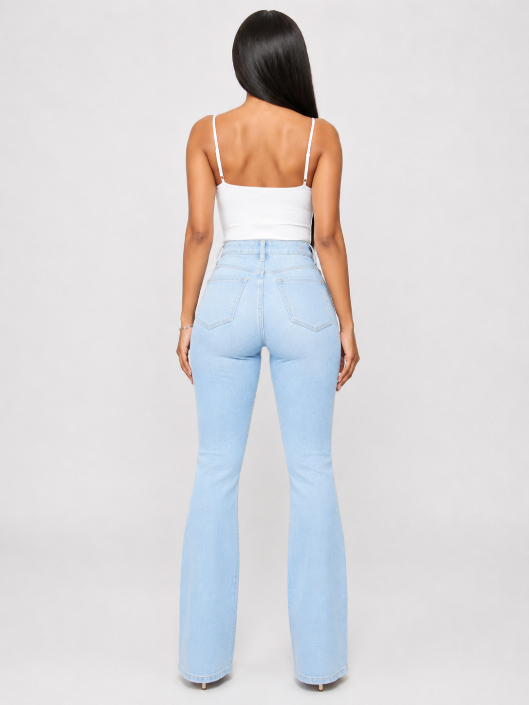 Classic High Waist Slim Denim Horseshoe Pants