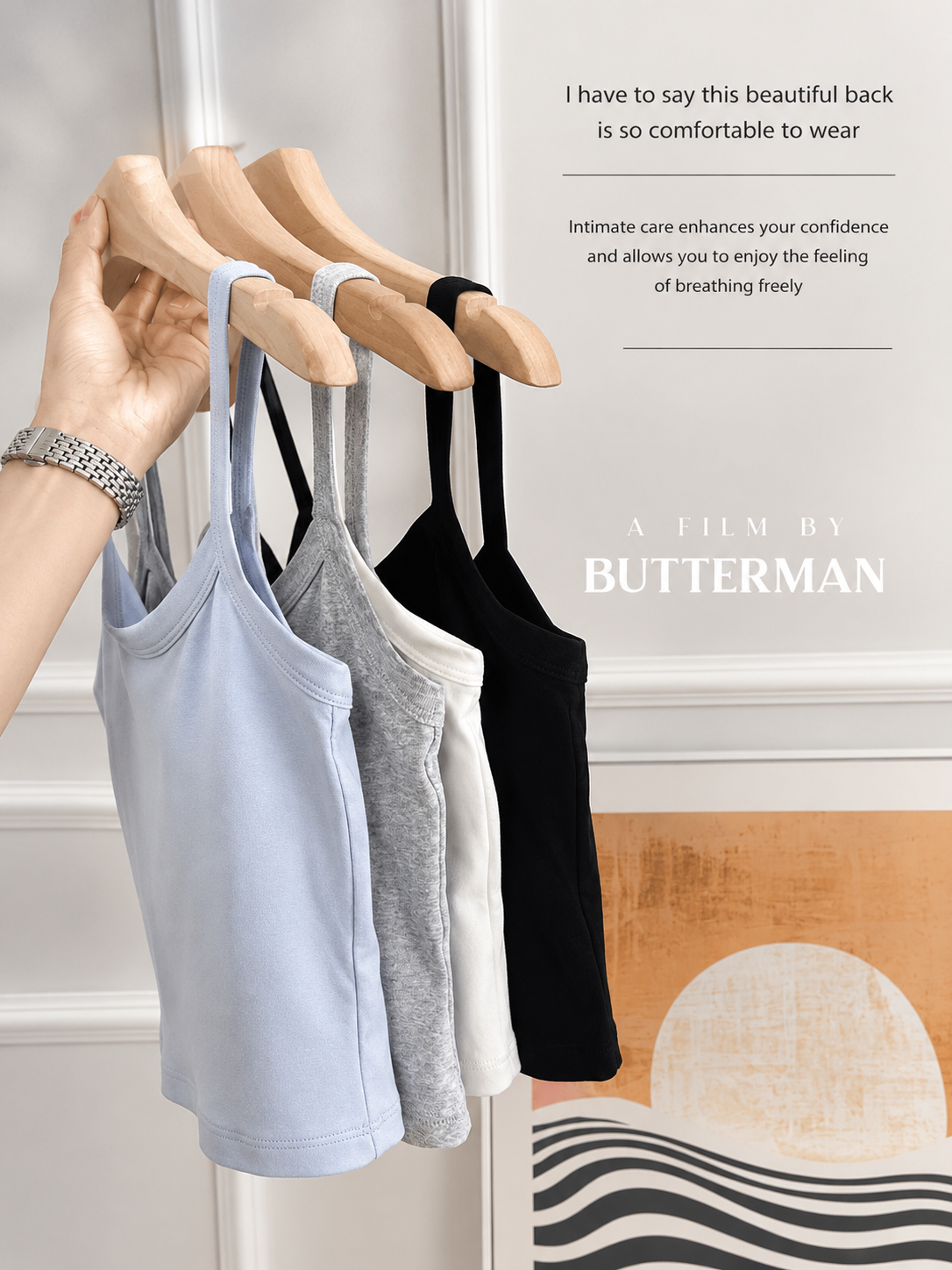 Cotton Tank Top with Built In Bra Padded Double Layer Camisole