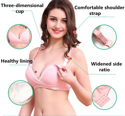 Wireless Nursing Bra Cross Front Double Buckle Maternity Breastfeeding Bra