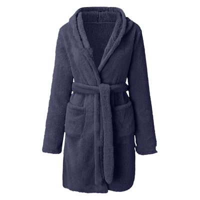 Cozy Duck Print Fleece Nightgown for Women | Thick Warm Winter Pajama Loungewear