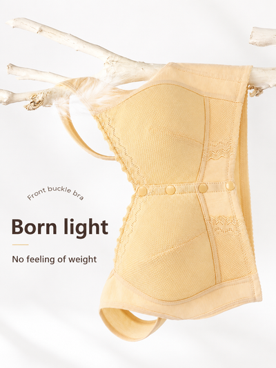 Front Closure Cotton Bra Soft Lace Wireless Comfort Bra for Seniors