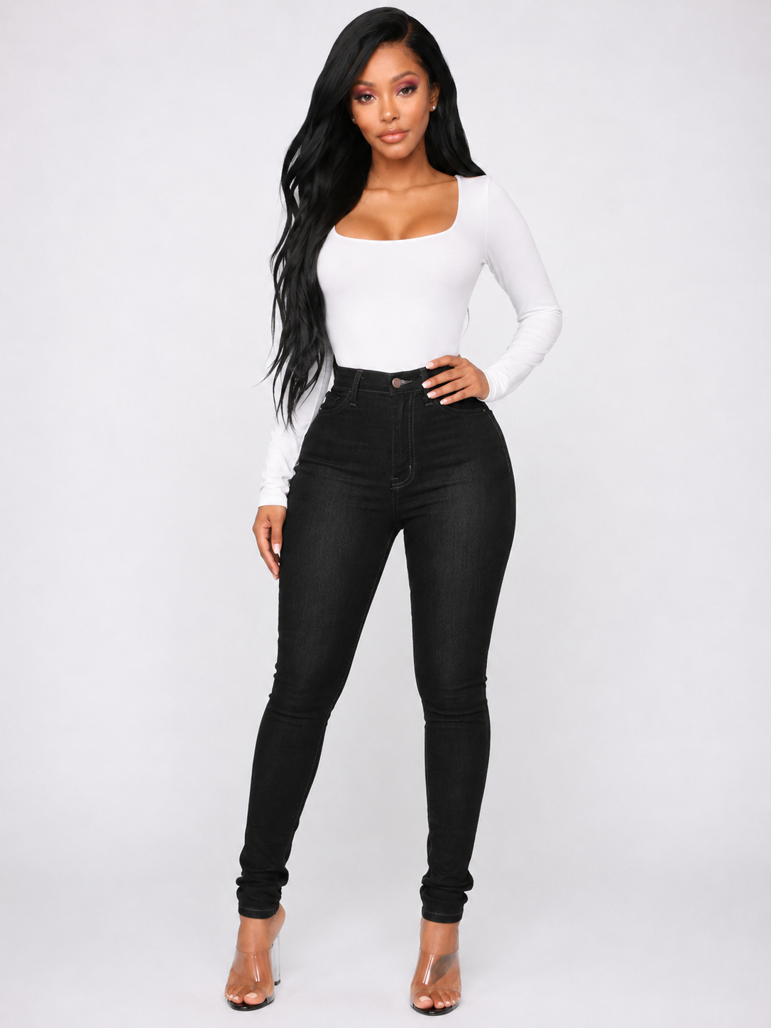 High waist women's jeans