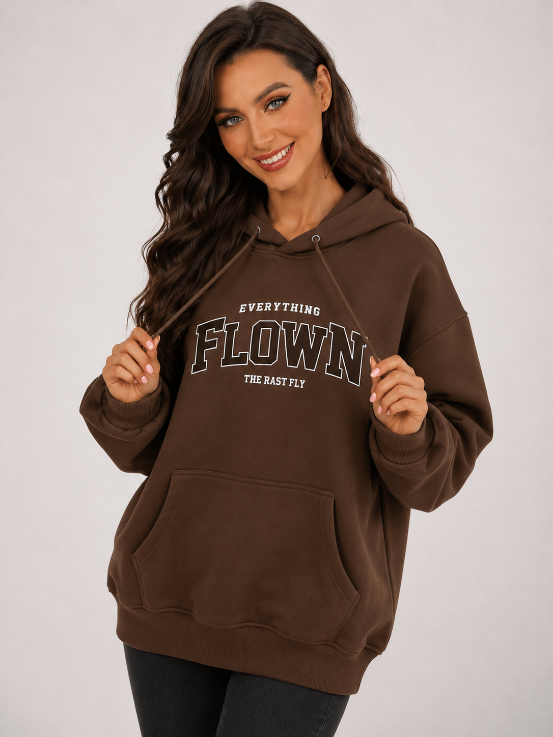Hooded Letter Print Sweater Thickened Korean Style Pullover Top