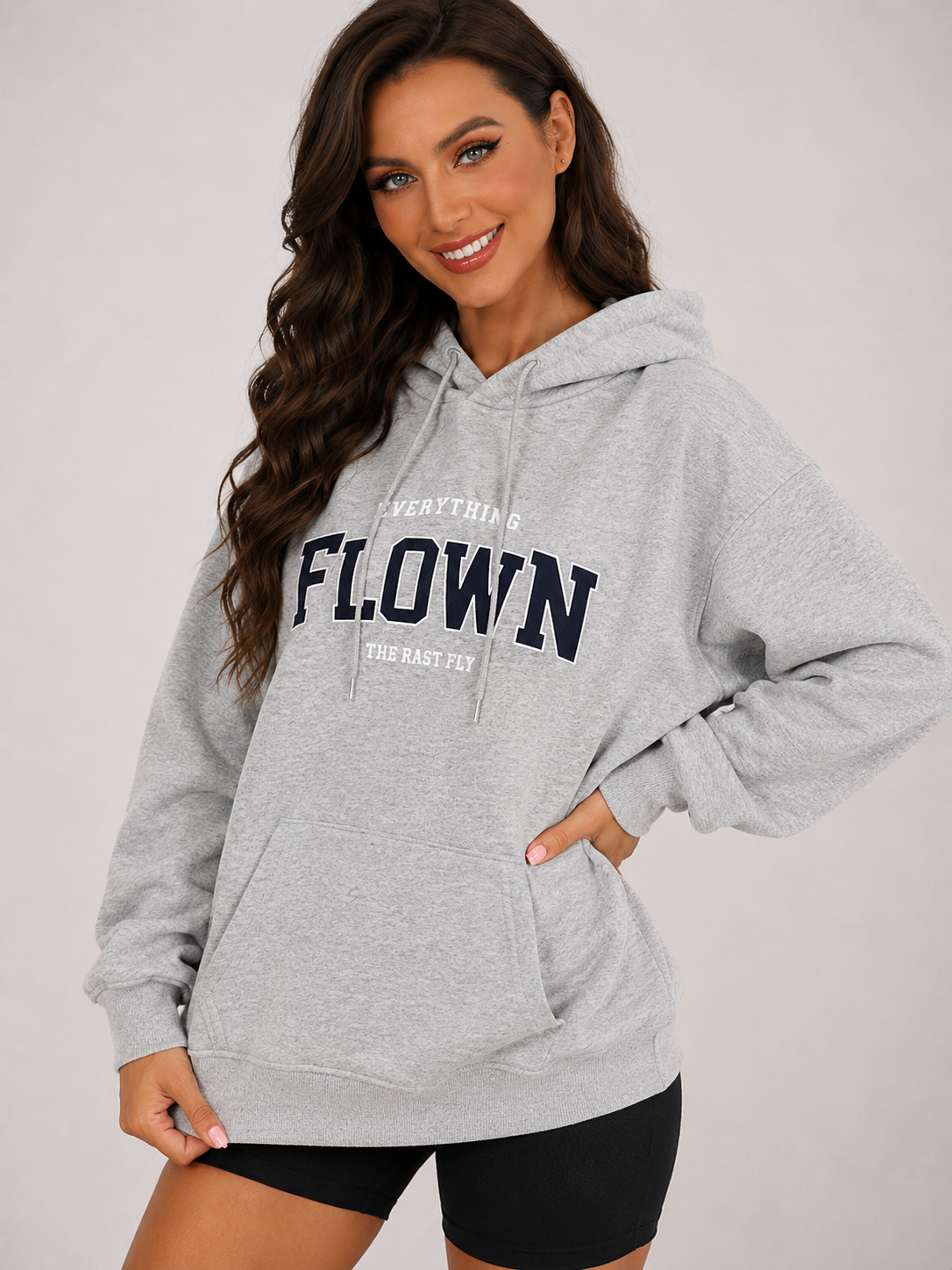 Hooded Letter Print Sweater Thickened Korean Style Pullover Top