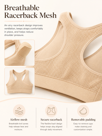 Padded Sports Bra Shockproof Breathable Sweat Wicking Athletic Gym Running Top