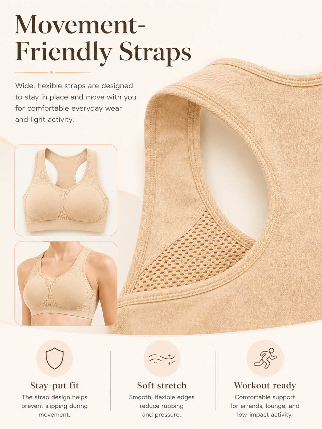 Padded Sports Bra Shockproof Breathable Sweat Wicking Athletic Gym Running Top