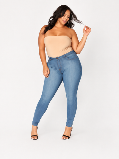 Plus Size Fashion High Elastic Denim Pencil Pants