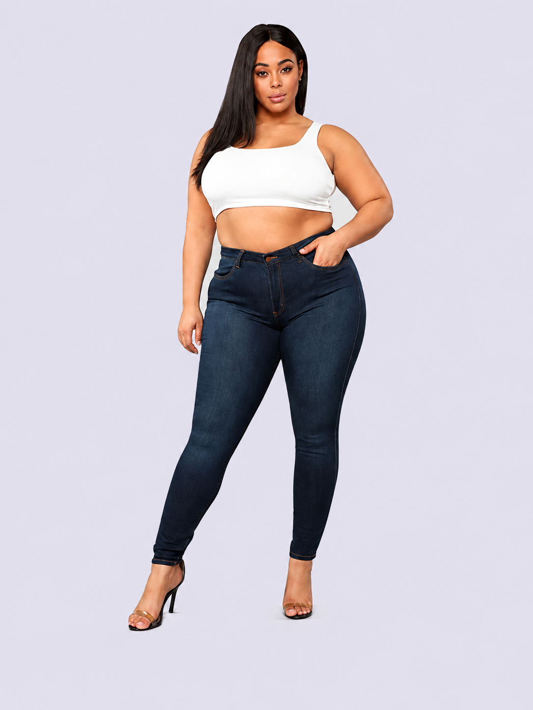 Plus Size Fashion High Elastic Denim Pencil Pants