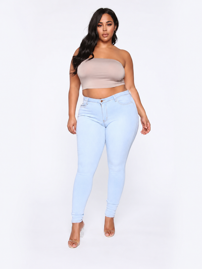 Plus Size Fashion High Elastic Denim Pencil Pants